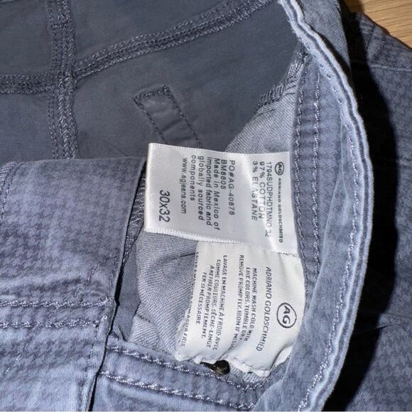 AG The Everett  SUD Slim Straight Leg Blue Black Houndstooth Pants 30x32 - Picture 12 of 12